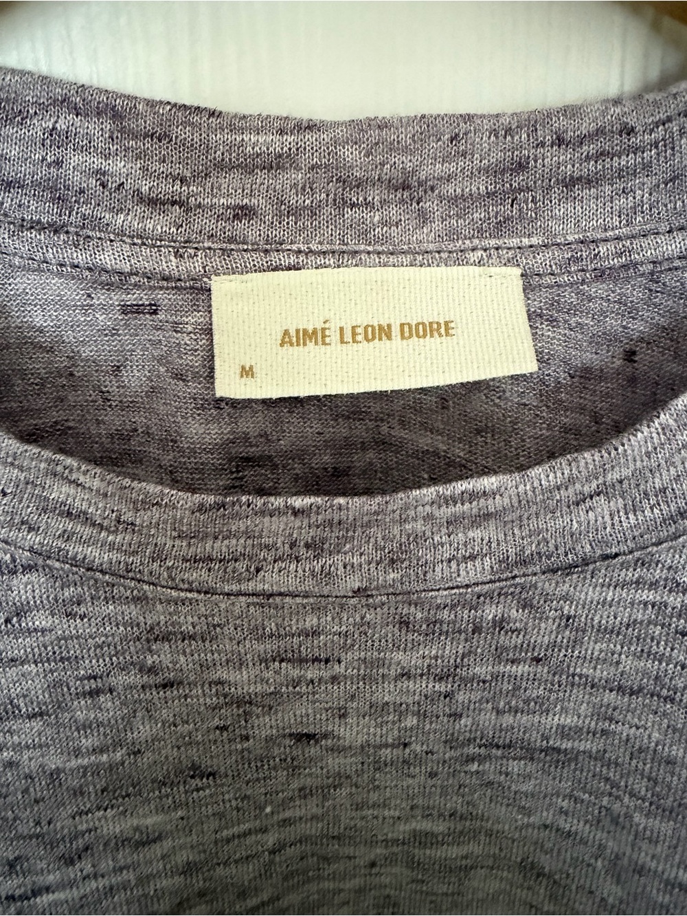 Aime Leon Dore Purple Crew Neck Linen Long Sleeves Tee Shirt - Size M - Picture 4 of 6